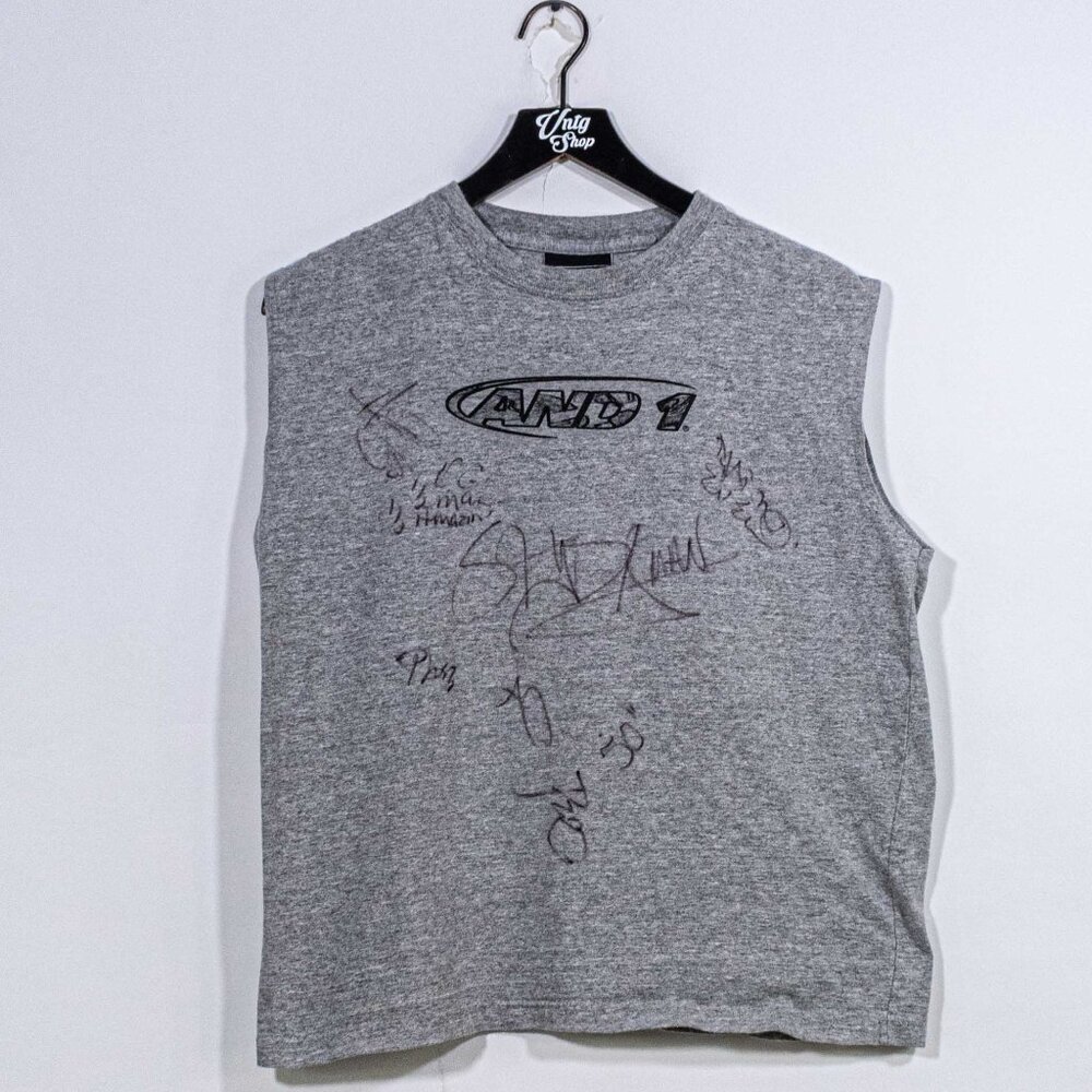VTG AND1 Streetball Mixtape Tour Tank Top Youth L Autographed 2000s Basketball